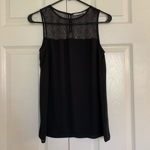 Halogen black lace detail high neck tank size xs